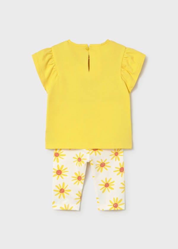 Printed Capri Leggings & Flutter Sleeve T-Shirt Set