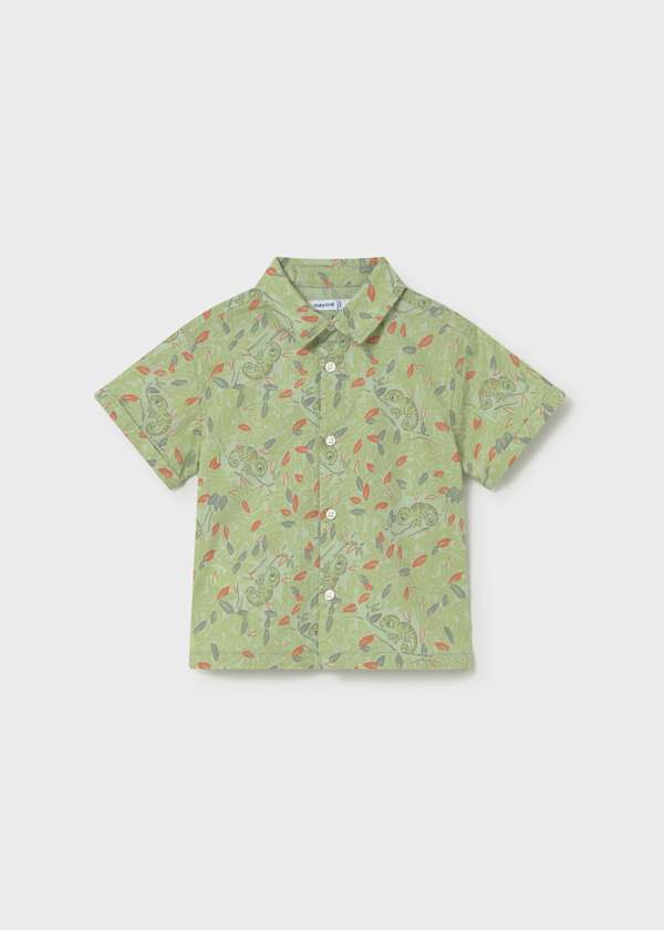 Mayoral Usa Inc Chameleon Print Button Up Shirt in Matcha - Little Miss Muffin Children & Home