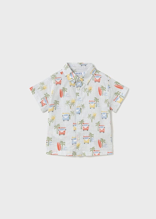 Mayoral Usa Inc Mayoral Short Sleeve Printed Button Down Shirt - Little Miss Muffin Children & Home