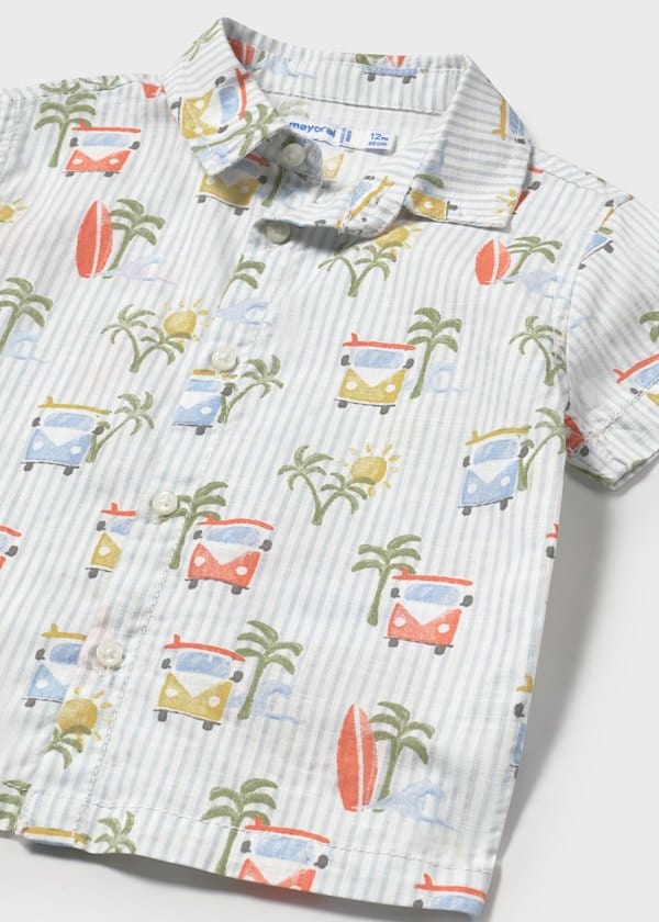 Mayoral Usa Inc Mayoral Short Sleeve Printed Button Down Shirt - Little Miss Muffin Children & Home