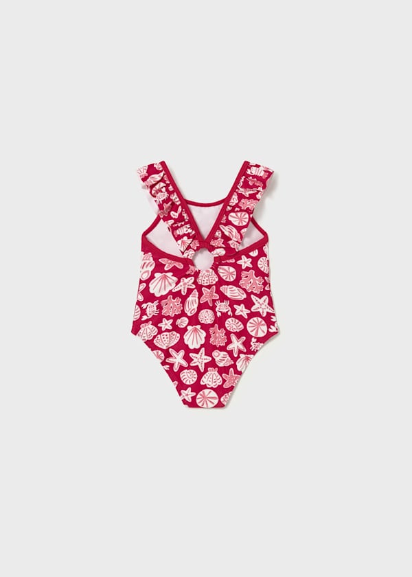 Mayoral Usa Inc Printed Ruffled Trim Swimsuit in Red - Little Miss Muffin Children & Home