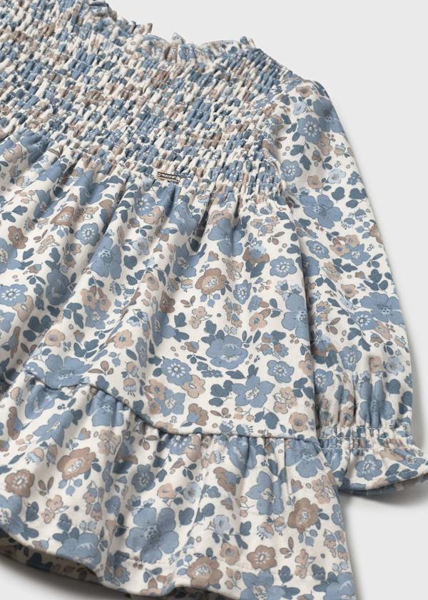 Mayoral Usa Inc Ruffled Printed Velvet Dress in Blue Bell - Little Miss Muffin Children & Home