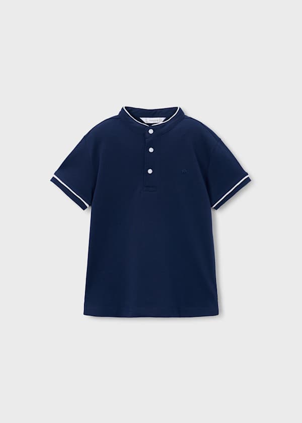 Short Sleeve Henley Polo in Navy