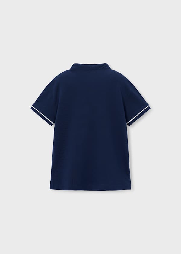 Short Sleeve Henley Polo in Navy