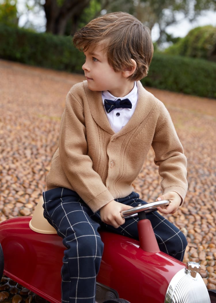 Abel & Lula Abel & Lula Baby Cardigan with Collar in Camel - Little Miss Muffin Children & Home
