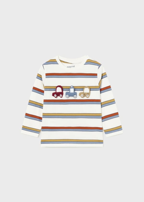 Mayoral Usa Inc Mayoral Long Sleeve Striped T-Shirt with Cars - Little Miss Muffin Children & Home