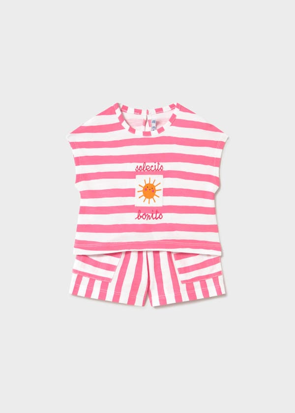Striped Knit 2-Piece Short Set in Geranium