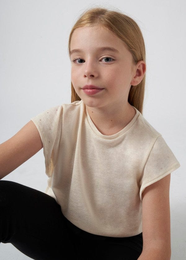 Mayoral Usa Inc Mayoral Tween Girls Cap Sleeve Tee with Tiny Stud Detail - Little Miss Muffin Children & Home