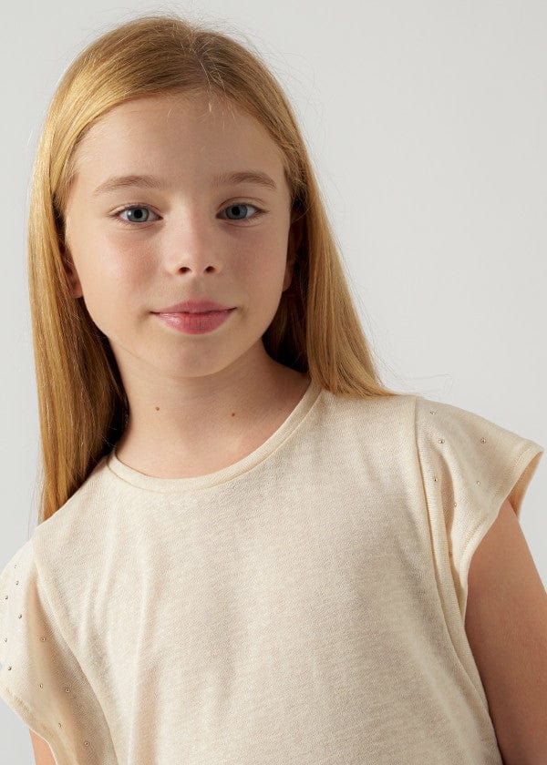Mayoral Usa Inc Mayoral Tween Girls Cap Sleeve Tee with Tiny Stud Detail - Little Miss Muffin Children & Home