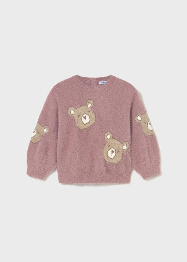 Mayoral Usa Inc Faux Fur Teddy Bear Sweater in Orchid - Little Miss Muffin Children & Home