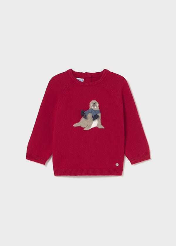 Mayoral Usa Inc Intarsia Animal Sweater in Red - Little Miss Muffin Children & Home