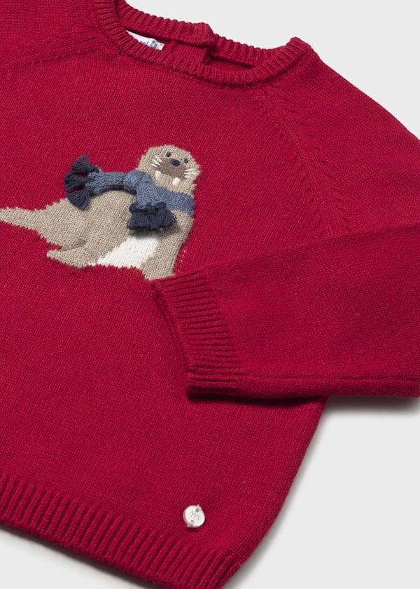 Mayoral Usa Inc Intarsia Animal Sweater in Red - Little Miss Muffin Children & Home