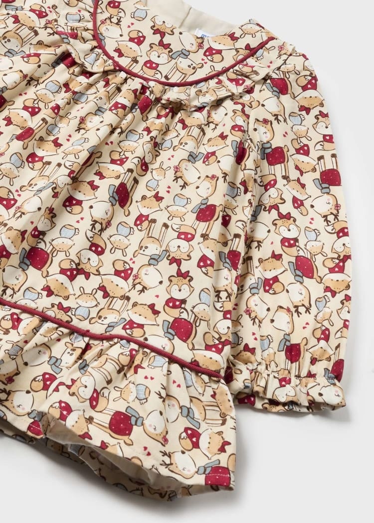 Mayoral Usa Inc Mayoral Drop Waist Print Dress for Baby in Tomato - Little Miss Muffin Children & Home