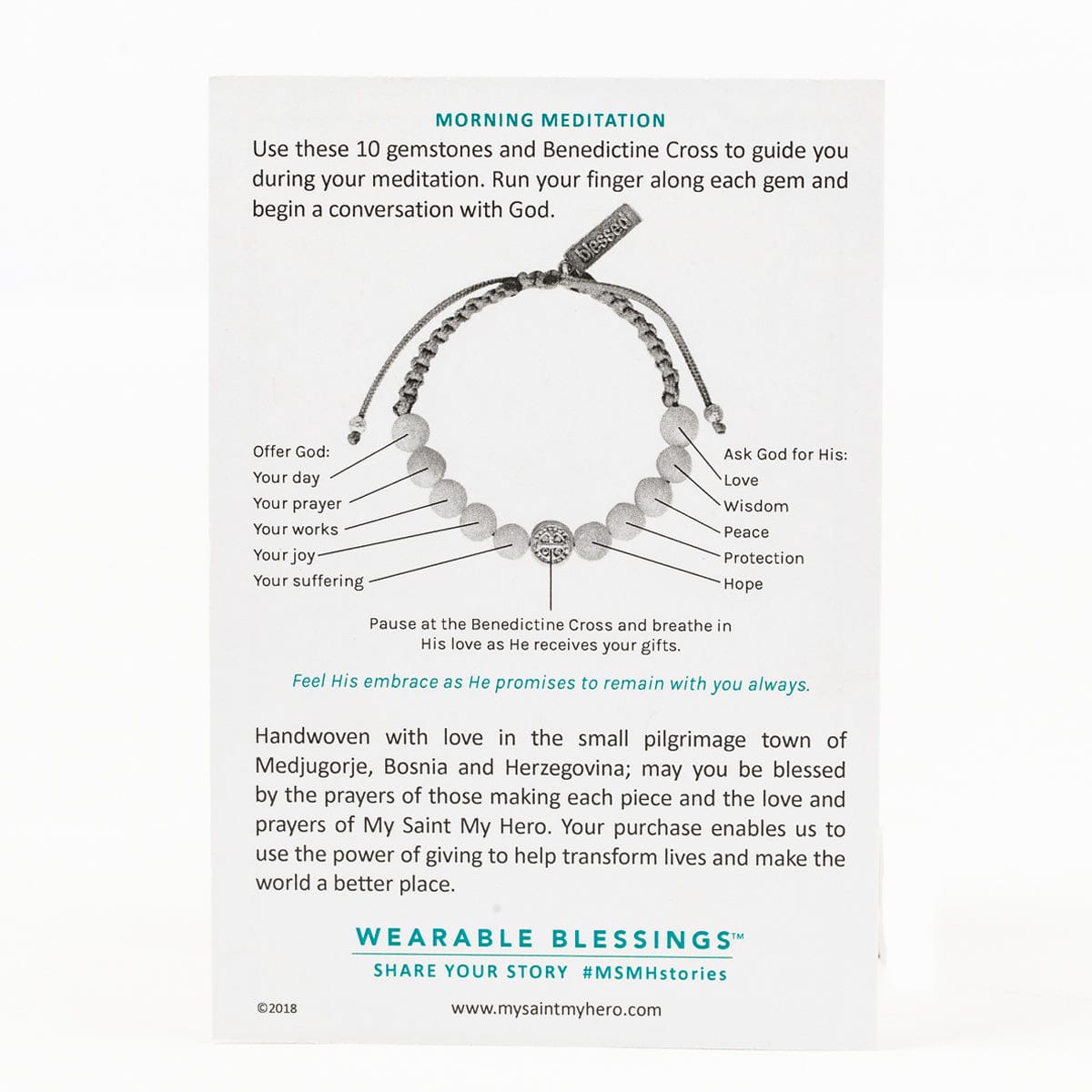 My Saint My Hero Wake Up and Pray Meditation Bracelet - Silver/Eggplant/Rose Quartz -Love - Little Miss Muffin Children & Home