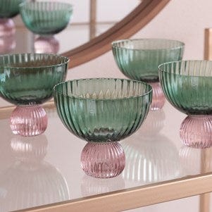Beatriz Ball Beatriz Ball Glass Venice Coup Set of 4, Green & Lavender - Little Miss Muffin Children & Home
