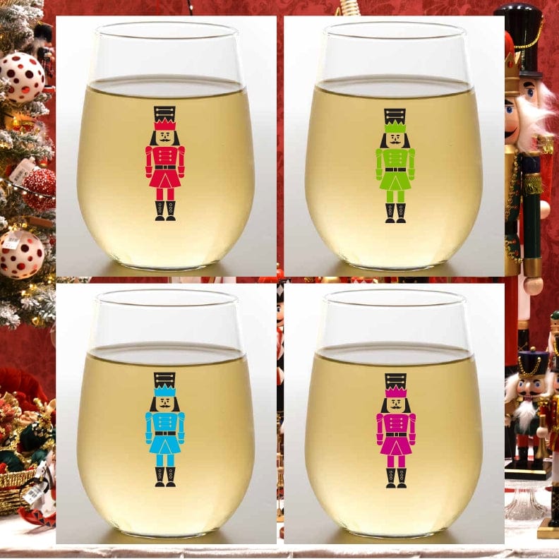 Wine-Oh! Wine-Oh Nutcrackers Unbreakable Stemless Tritan Plastic Wine Glasses, Set Of 4 - Little Miss Muffin Children & Home