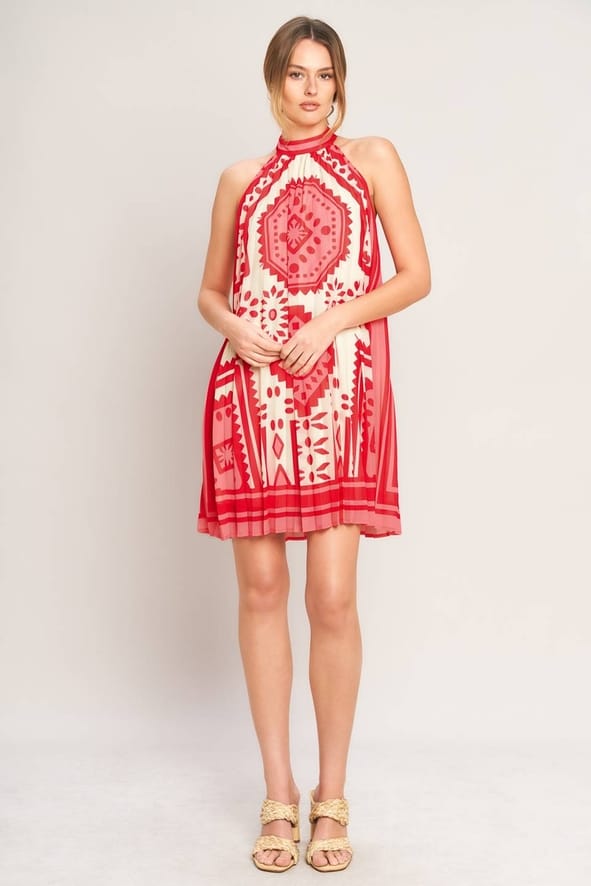 Flying Tomato Pink Sunset Medallion Printed Woven Mini Dress - Little Miss Muffin Children & Home