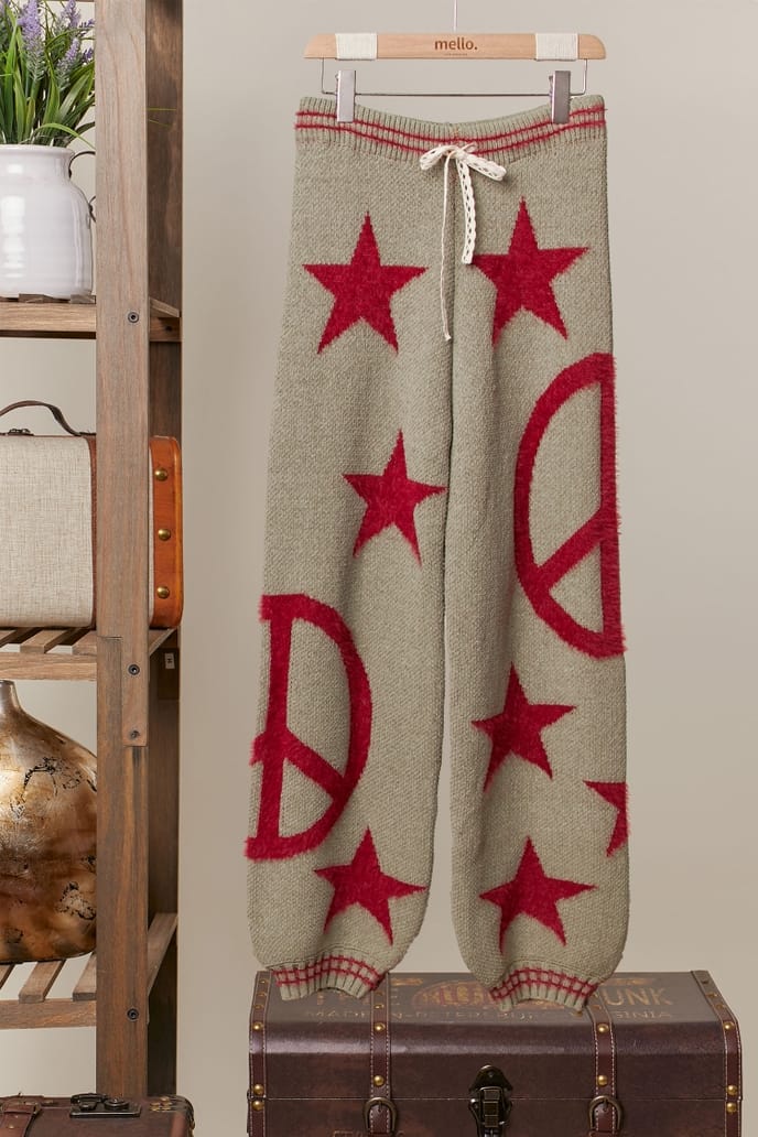 Mello. Peace & Stars Cozy Knit Pants - Little Miss Muffin Children & Home