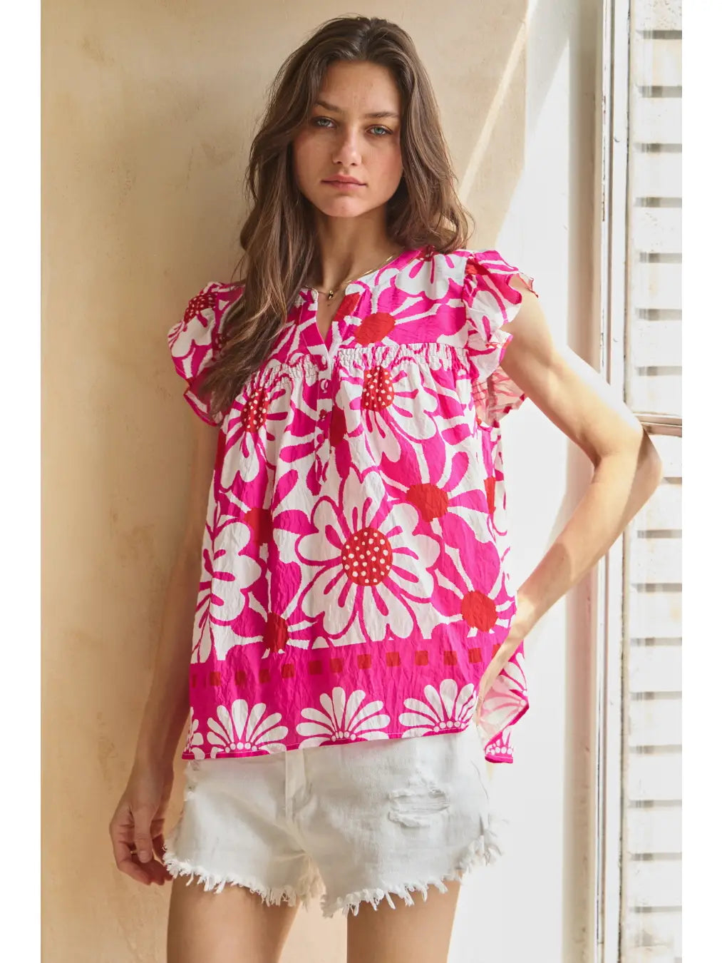 Oddi Floral Print Flutter Sleeve Blouse - Little Miss Muffin Children & Home