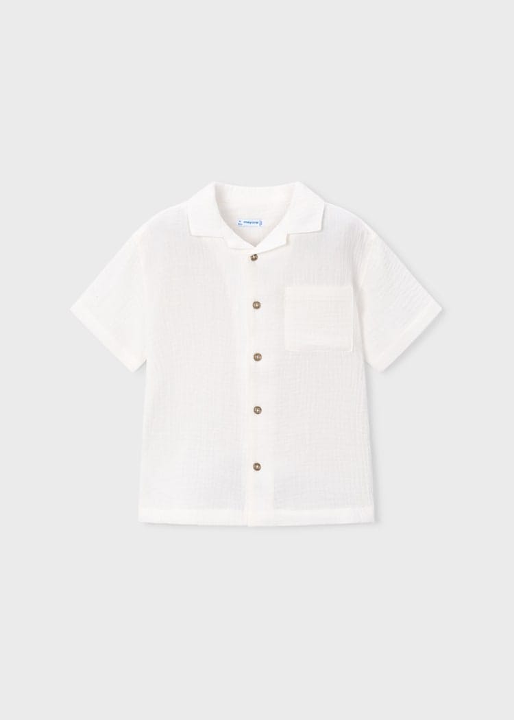 Mayoral Usa Inc Bambula Cotton Button Down Shirt in Cream - Little Miss Muffin Children & Home