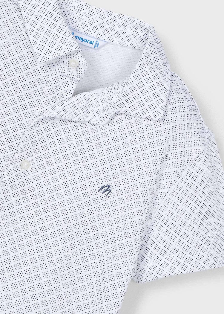 Mayoral Usa Inc Mayoral Geometric Print Short Sleeve Polo Shirt in White-Midnight - Little Miss Muffin Children & Home