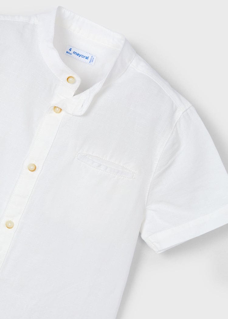 Mayoral Usa Inc Mayoral Mandarin Collar Button Up Shirt in Cream - Little Miss Muffin Children & Home