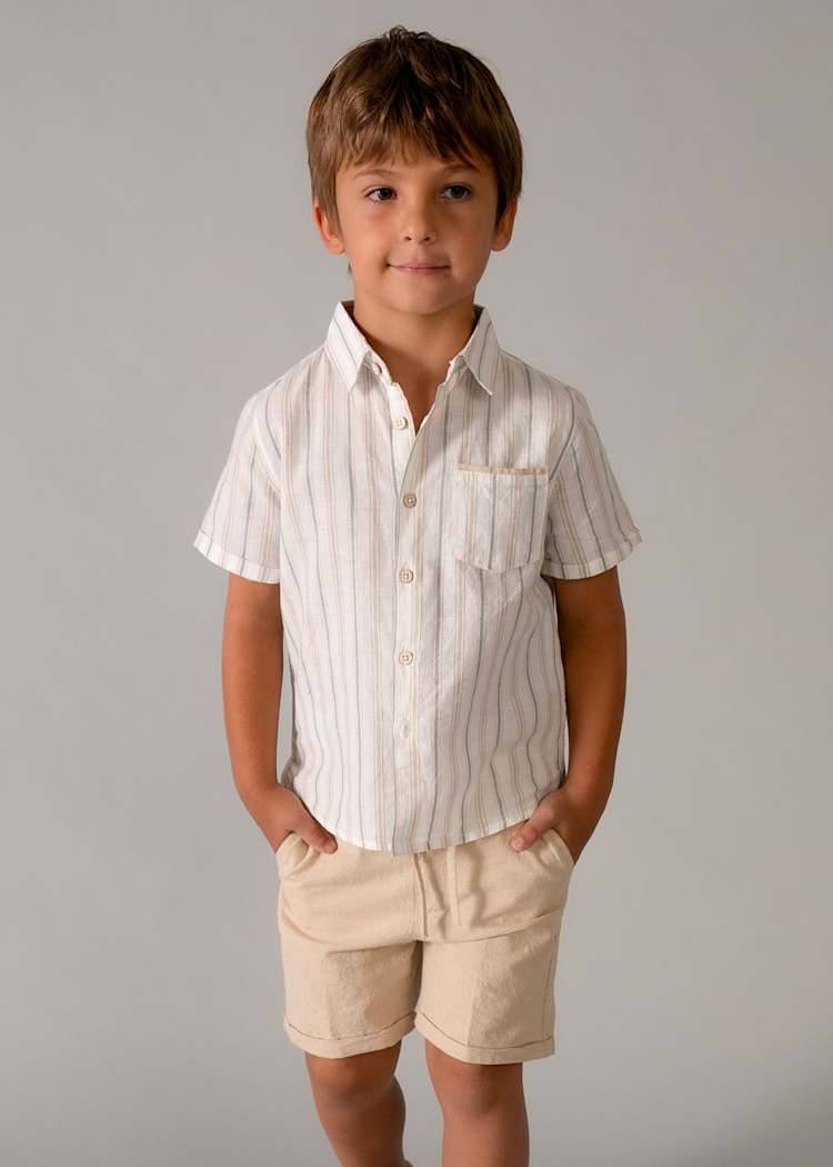 Mayoral Usa Inc Linen Shorts & Shirt Set in Mocha - Little Miss Muffin Children & Home