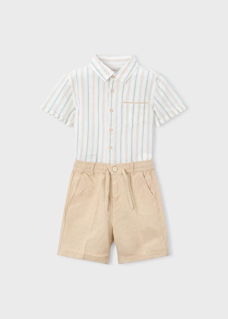 Mayoral Usa Inc Linen Shorts & Shirt Set in Mocha - Little Miss Muffin Children & Home
