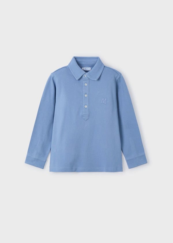 Mayoral Usa Inc Mayoral Long Sleeve Polo Shirt in Glacial - Little Miss Muffin Children & Home