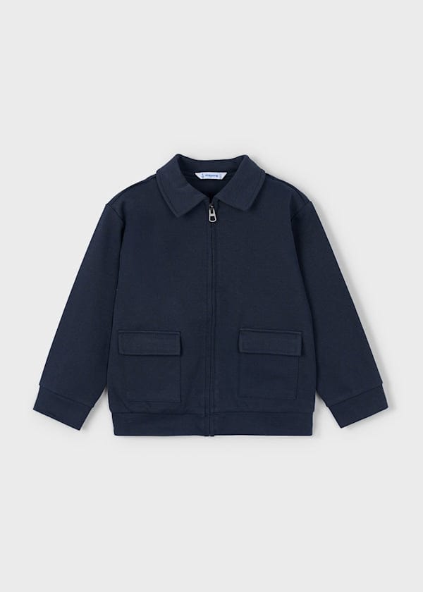 Lightweight Collared Zip Up Jacket in navy