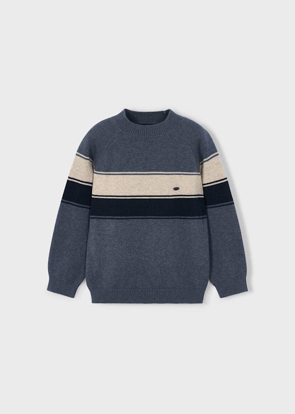 Mayoral Usa Inc Striped Knit Sweater in Heather Steel - Little Miss Muffin Children & Home
