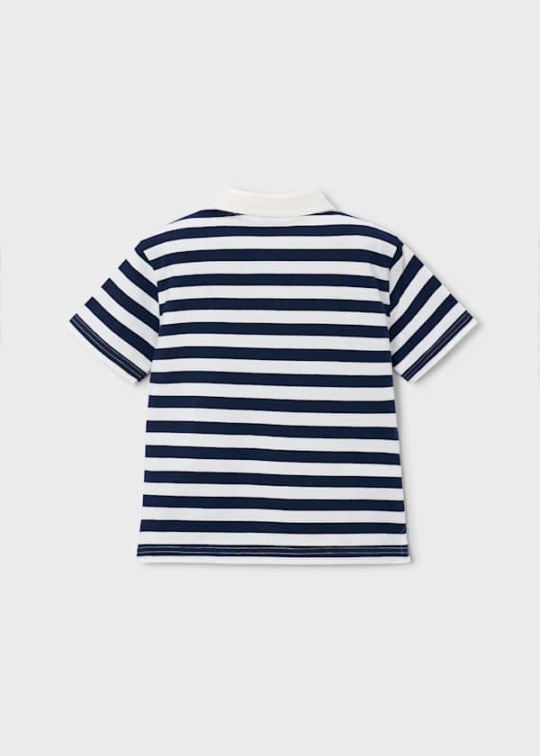 Striped Short Sleeve Polo Shirt in Navy