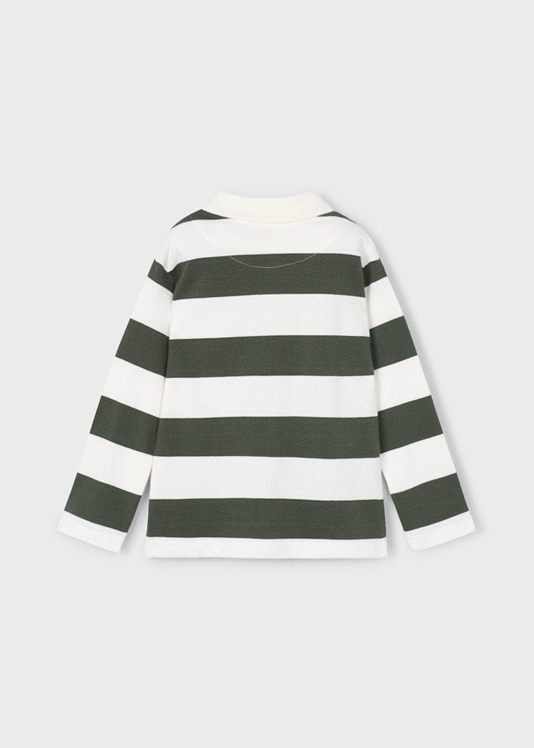 Mayoral Usa Inc Long Sleeve Striped Polo in Olive - Little Miss Muffin Children & Home