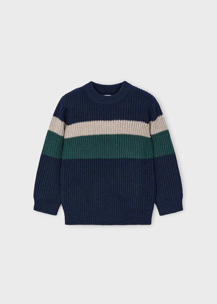 Mayoral Usa Inc Mayoral Striped Ribbed Sweater in Alpine Green - Little Miss Muffin Children & Home