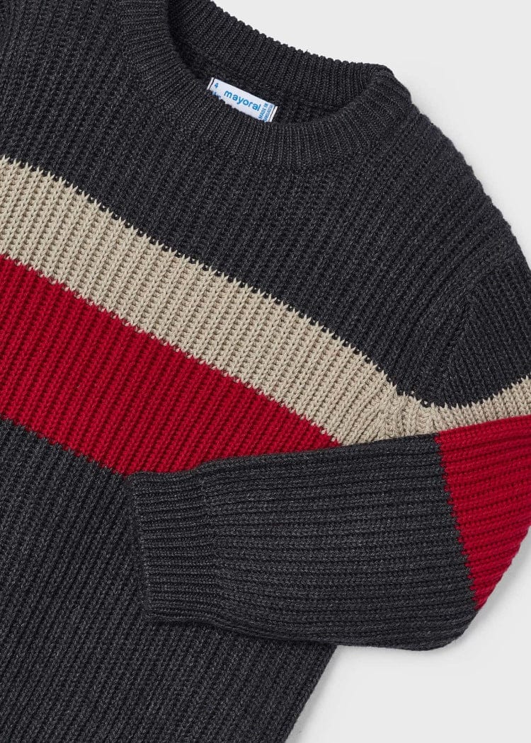 Mayoral Usa Inc Mayoral Striped Ribbed Sweater in Heather Grey - Little Miss Muffin Children & Home