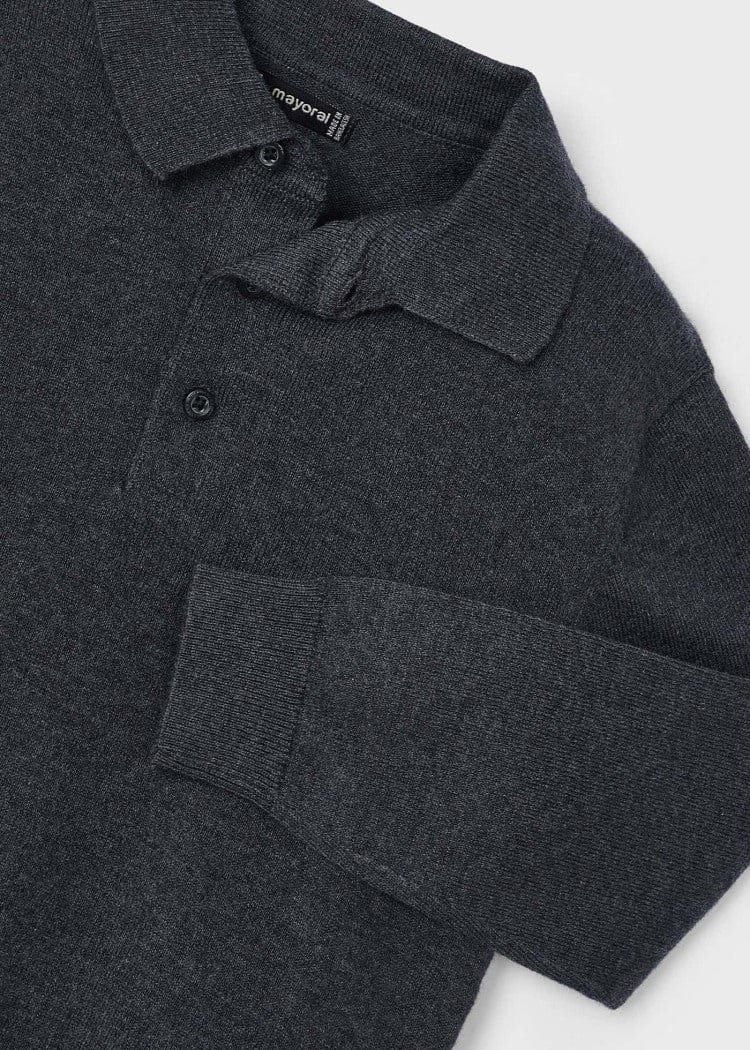 Mayoral Usa Inc Mayoral Boy Tricot Long Sleeve Polo Shirt in Heather Grey - Little Miss Muffin Children & Home