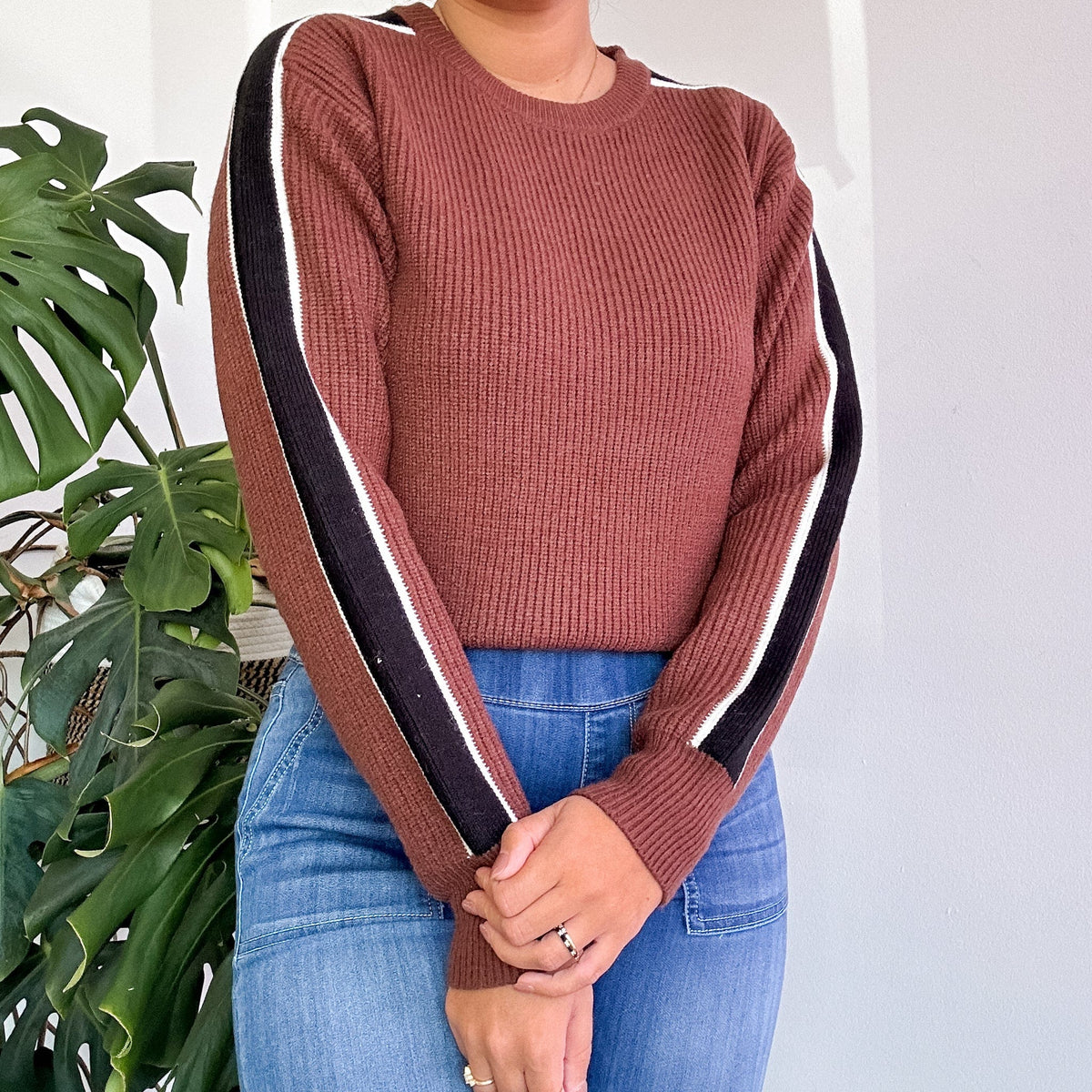 brown knit sweater