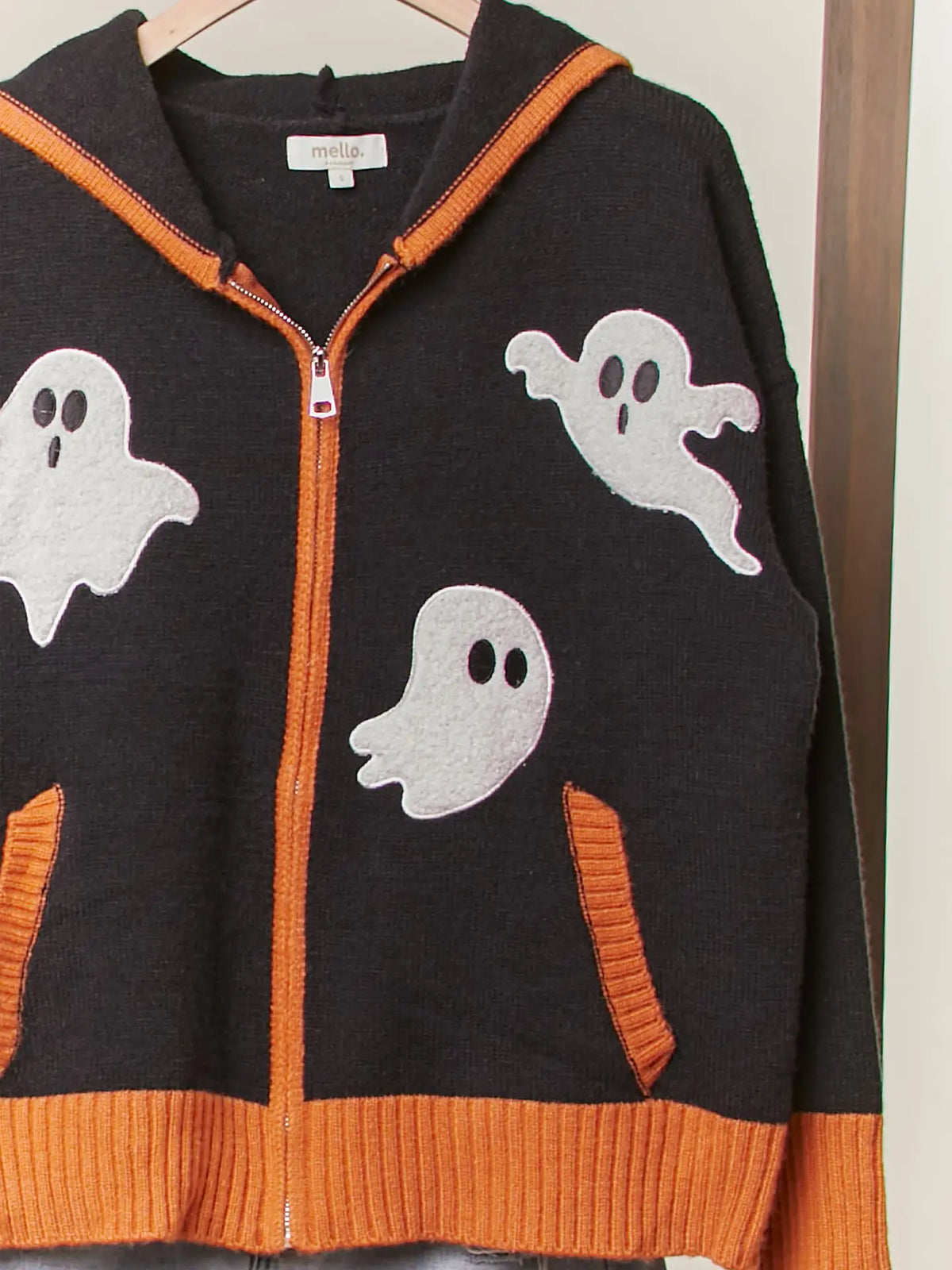 Mello. Halloween Ghost Patch Zip-Up Hoodie Sweater - Little Miss Muffin Children & Home