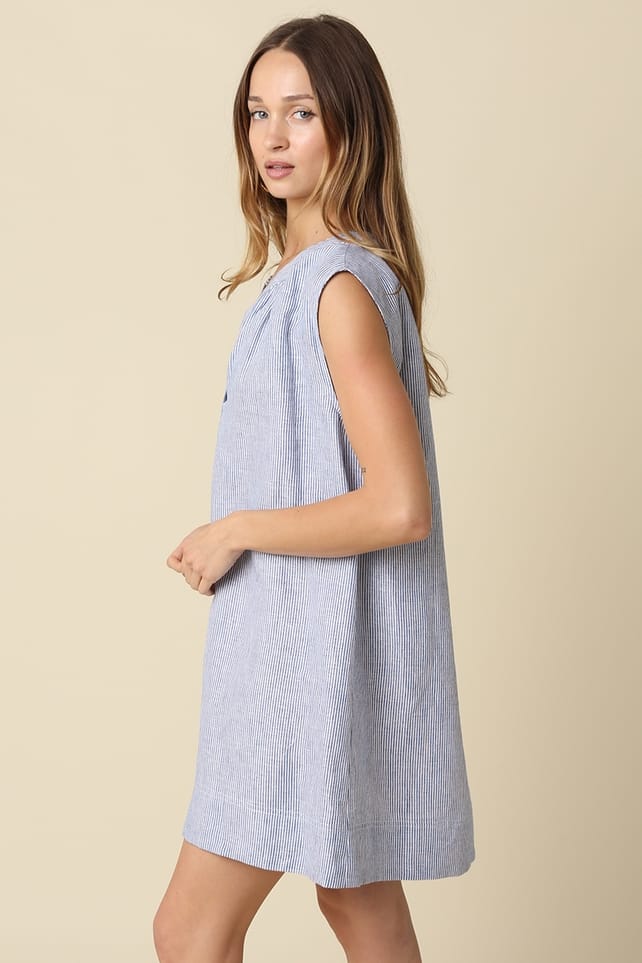 Avery Relaxed Linen Contemporary Fit Denim Shift Dress