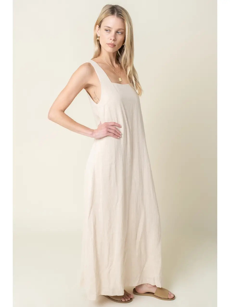 Olivaceous Avery Relaxed Maxi Tank Dress in New Khaki - Little Miss Muffin Children & Home