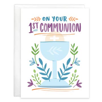 1st Communion With Scripture Religious Greeting Card