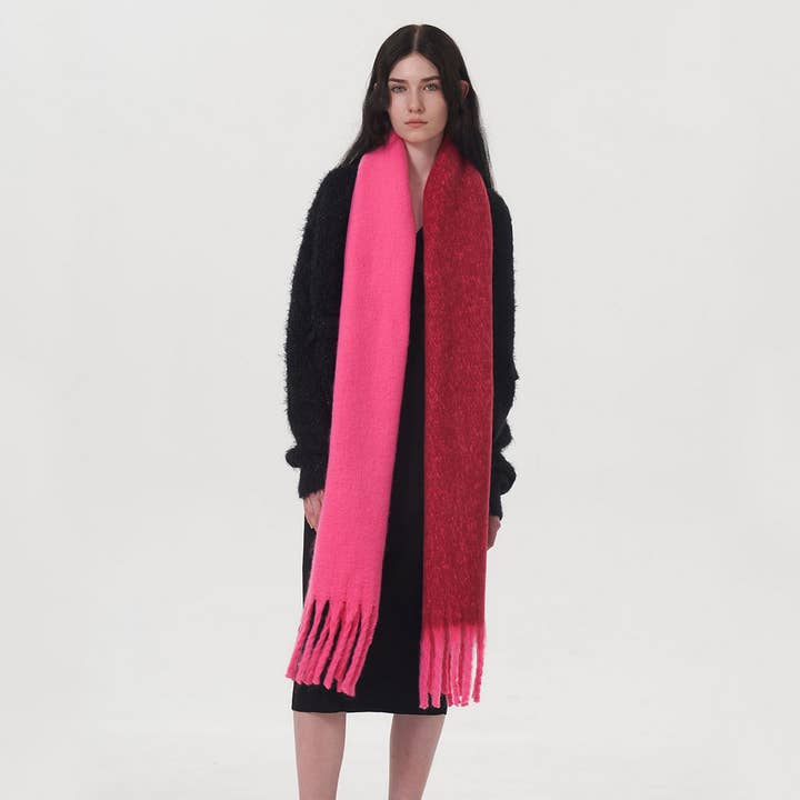 Accity Pink Autumn Winter Double-Color Faux Cashmere Scarf - Little Miss Muffin Children & Home