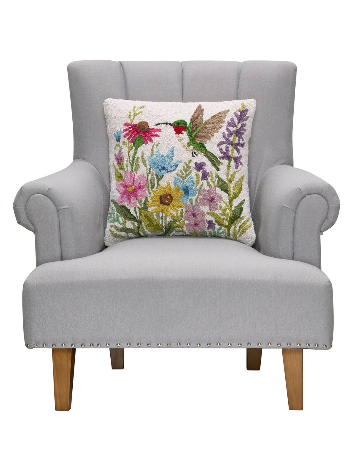 Peking Handicraft Hummingbird Wildflower Hook Pillow - Little Miss Muffin Children & Home
