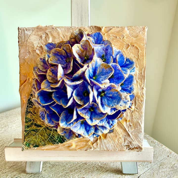 TamScottArt Clay Floral Annabelle Purple Hydrangea Sculpted 6x6 Artwork - Little Miss Muffin Children & Home