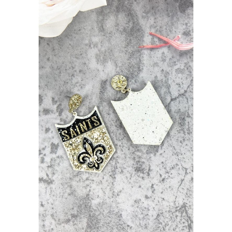 JHP Collection JHP Collection Saints Shield Glitter Post Earring - Little Miss Muffin Children & Home