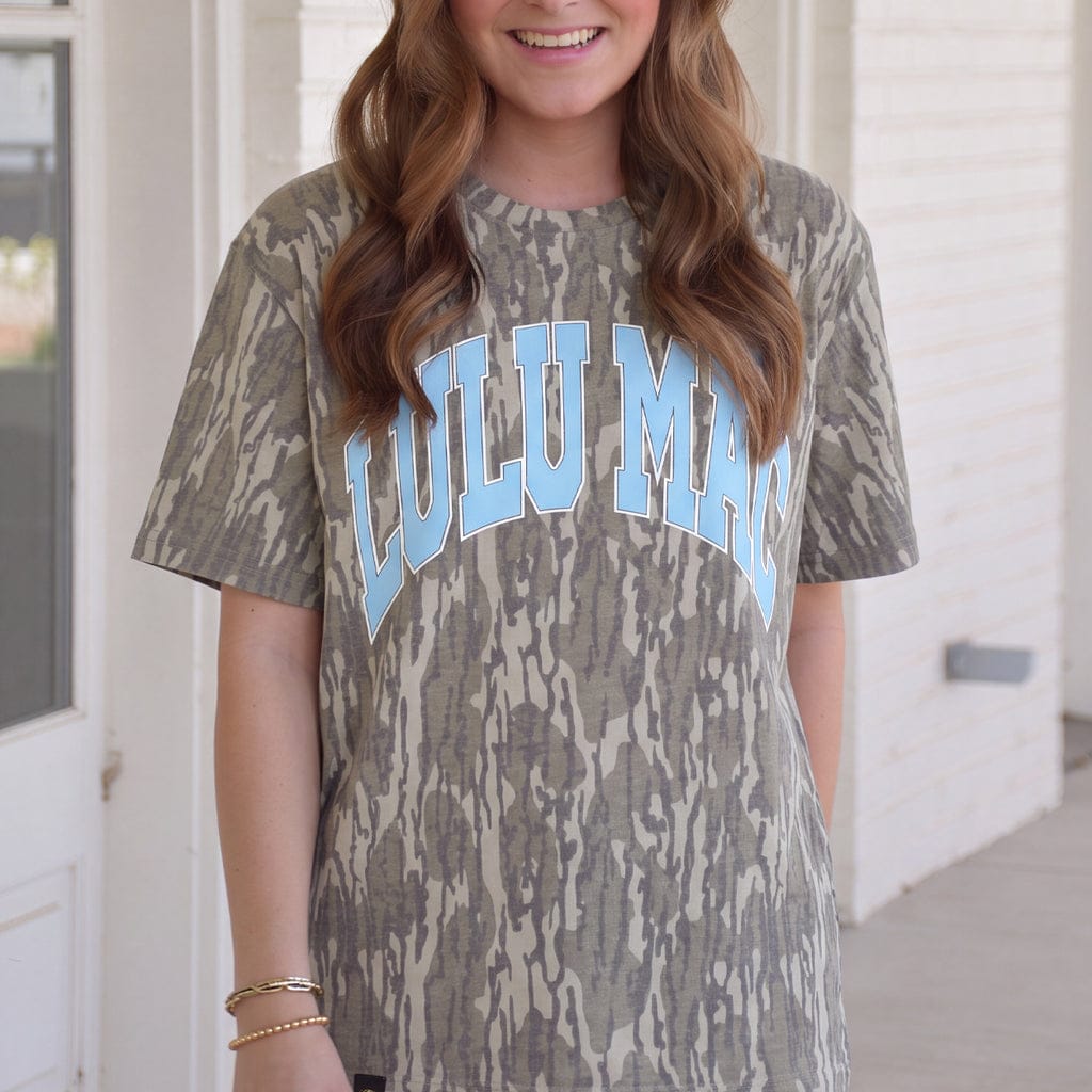 Girlie Girl Originals Girls' Lulu Mac Logo Mossy Oak Bottomland Print Tee with Light Blue - Little Miss Muffin Children & Home