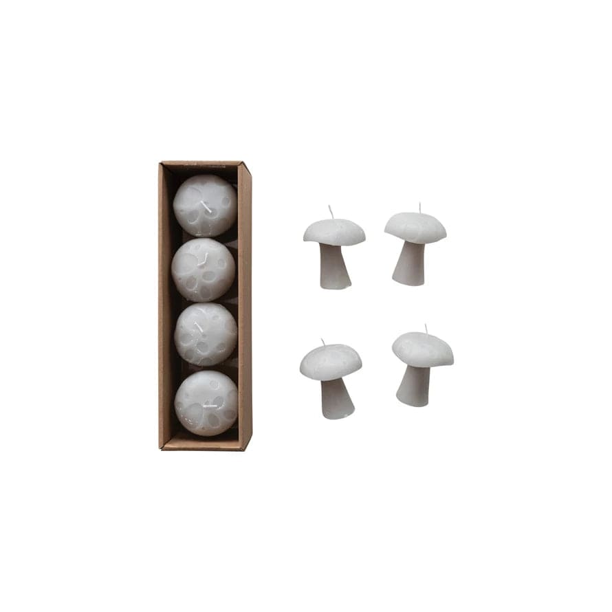 Creative Co-Op Creative Co-op Unscented Mushroom Shaped Candles, Grey, Set of 4 - Little Miss Muffin Children & Home