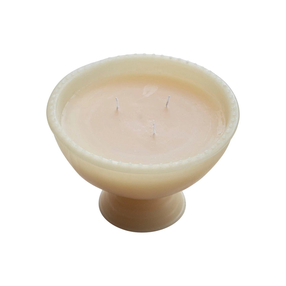 Creative Co-Op Creative Co-op Unscented Hobnail Edged Footed Bowl Shaped 3 Wick Candle in Cream - Little Miss Muffin Children & Home