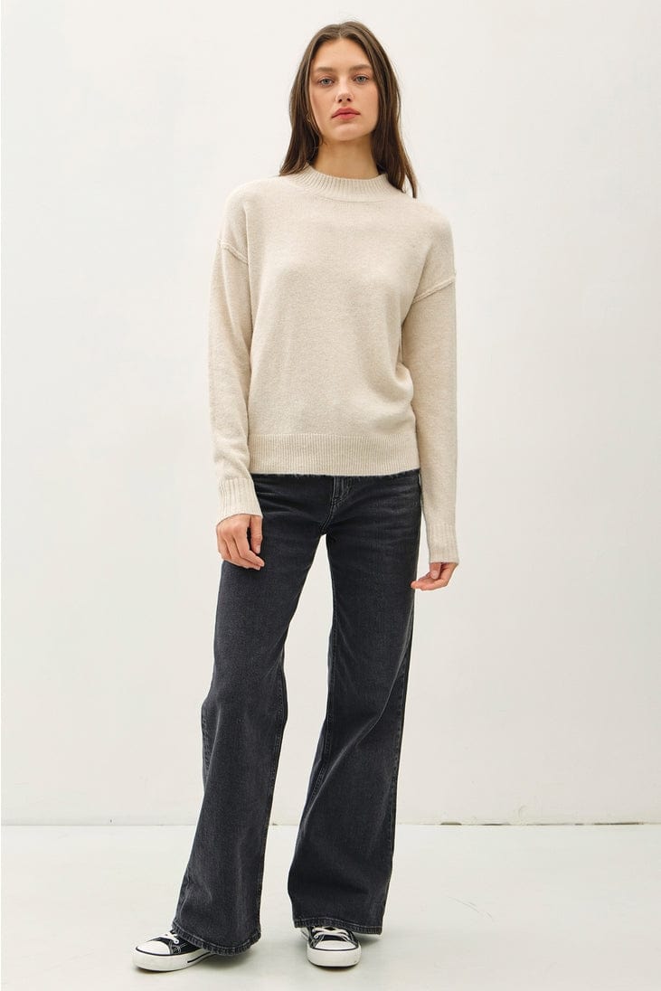 Be Cool Be Cool Cozy Drop Shoulder Sweater with Rib Detail in Cream - Little Miss Muffin Children & Home