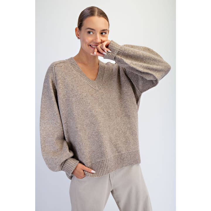 oversized taupe sweater for women